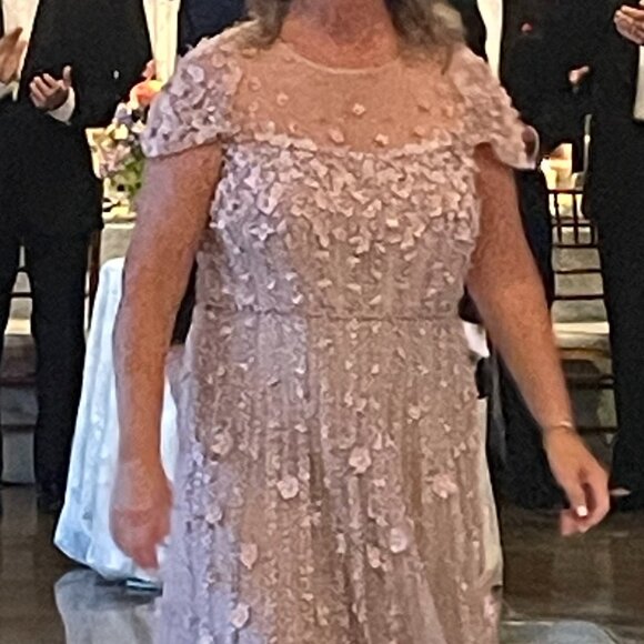 Mac Duggal Pink Embellished Lace Illusion Neck A-Line Gown, Size 14, Style #1186 - Picture 4 of 8